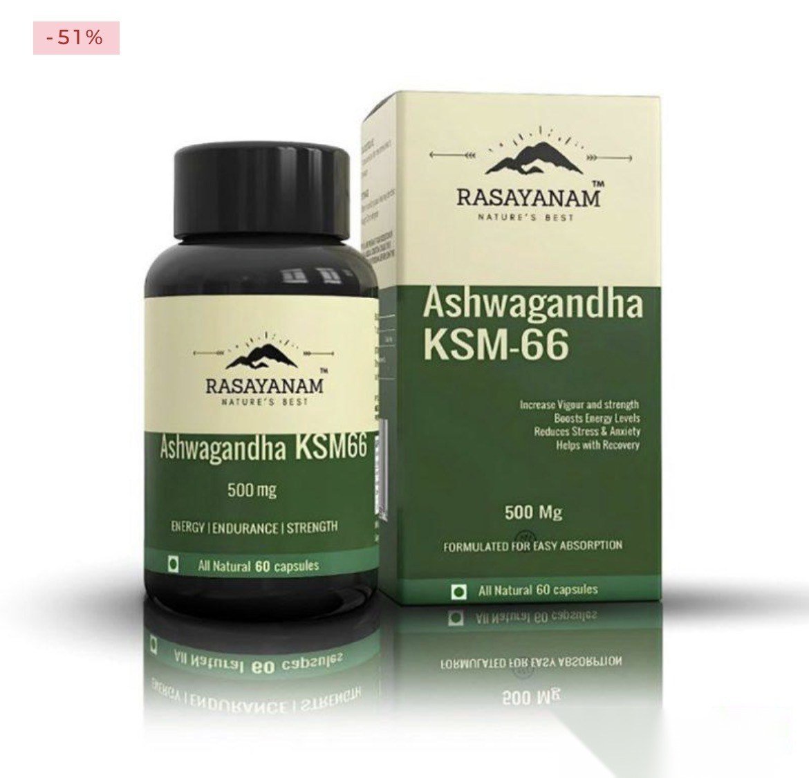 Ashwagandha Ksm – 66 – Ashwagandha Root Extract – (500mg / Per Capsule) – (60 Capsules) – Rasayanam